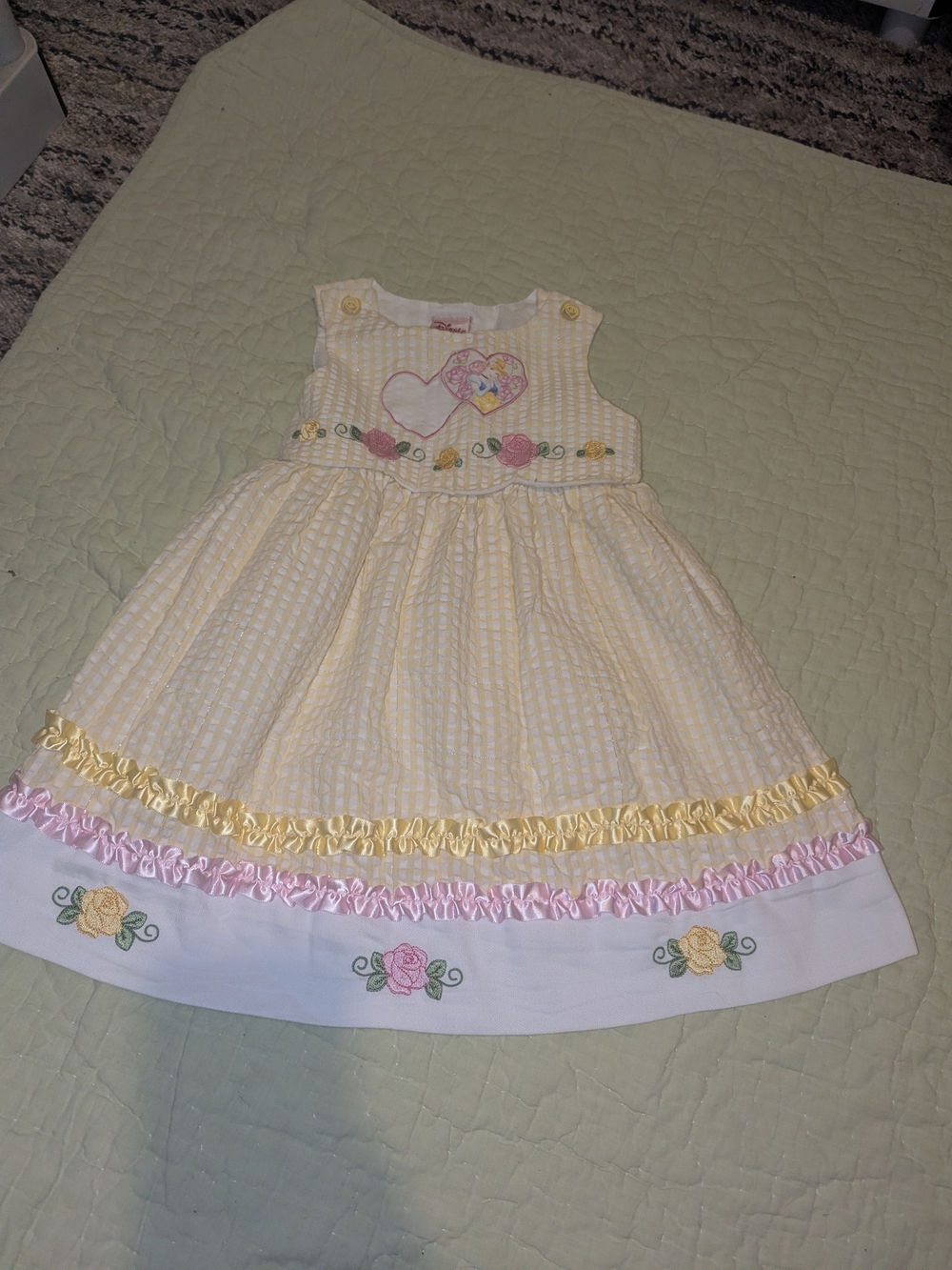 Disney Cream Dress with Pink & Yellow Ribbon Accents